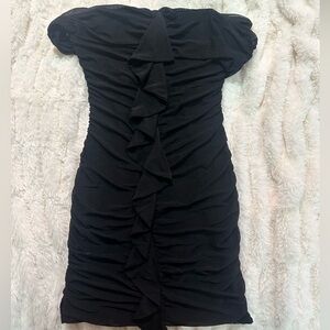Hello Molly black mini dress w/ ruffle down the middle perfect for school dance